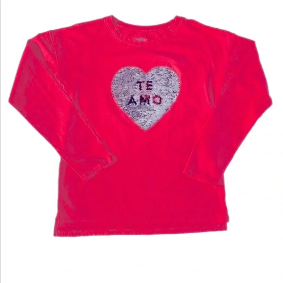 OshKosh B’gosh Red Long Sleeved Heart Top “I Love You” Girl’s Large 12/14 - Picture 4 of 9